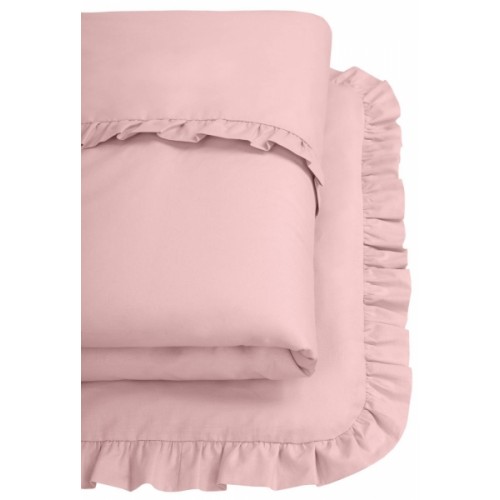 2-dielne bavlnené obliečky s volánikom SOFT, Baby Nellys, púdrovo ružové, 135x100 cm