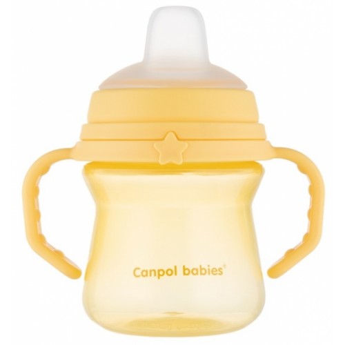 Nevylievací hrnček Canpol Babies s mäkkým náustkom, žltý, 150 ml