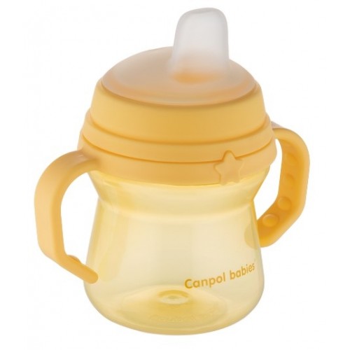 Nevylievací hrnček Canpol Babies s mäkkým náustkom, žltý, 150 ml