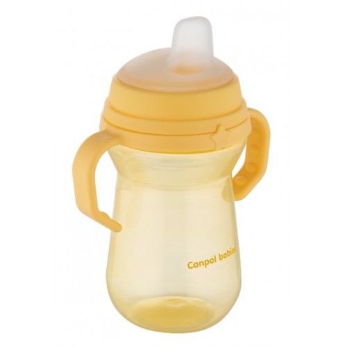 Nevylievací hrnček Canpol Babies s mäkkým náustkom, žltý, 250 ml