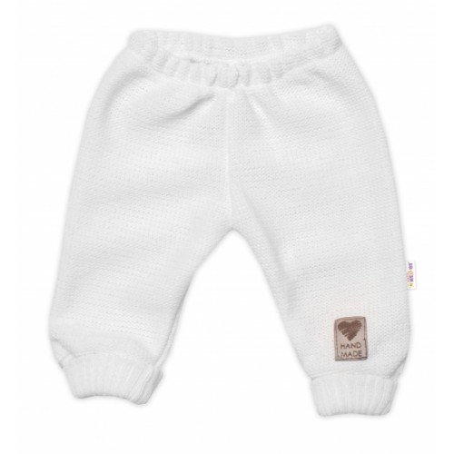 Pletené dojčenské nohavice Hand Made Baby Nellys, biele, veľ. 80/86