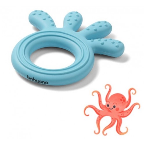 Silikónové hryzátko BabyOno - Chobotnice, modré