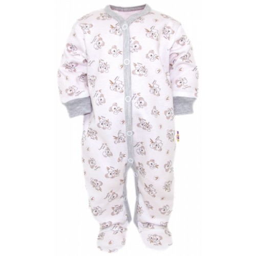 Dojčenský overal, pyžamo, bavlna, Koala Basic Baby Nellys - šedý lem
