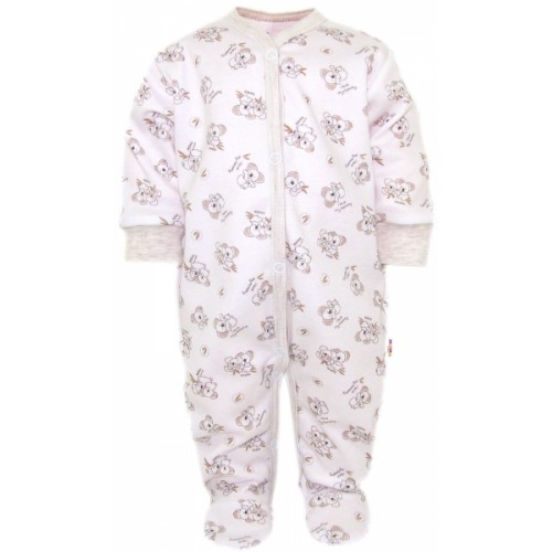 Dojčenský overal, pyžamo, bavlna, Koala Basic Baby Nellys - béžový lem