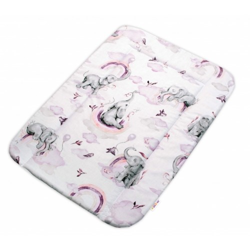 Prebaľovacia podložka 50x70 cm, bavlna, Slon a dúha Baby Nellys, ružová