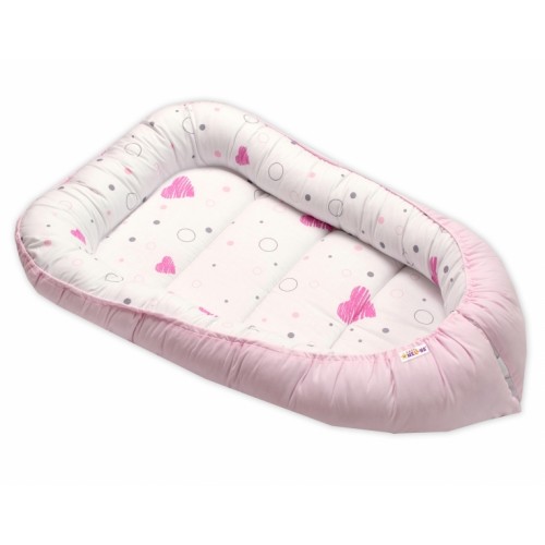 Obojstranné hniezdočko bavlna, I love Girl Baby Nellys, 55 x 75 cm, ružová/biela