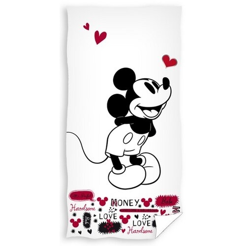 Detská froté osuška 70x140cm zamilovaný Mickey Mouse, Carbotex, biela