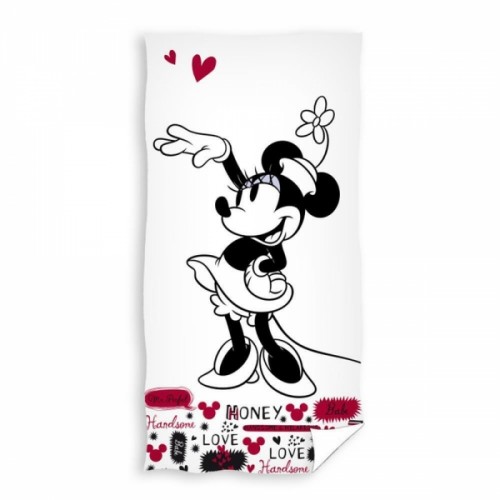 Detská froté osuška 70x140cm zamilovaná Minnie Mouse, Carbotex, biela