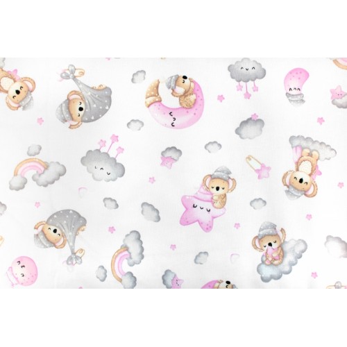 Prestieradlo do postieľky bavlna Premium Baby Nellys, Dreams Koala, ružové, 140x70 cm