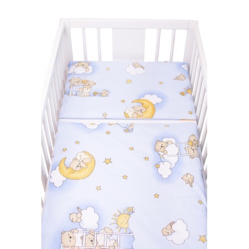 Obliečky do postieľky bavlna Premium Baby Nellys, Medvedík na rebríku, modré, 135x100 cm