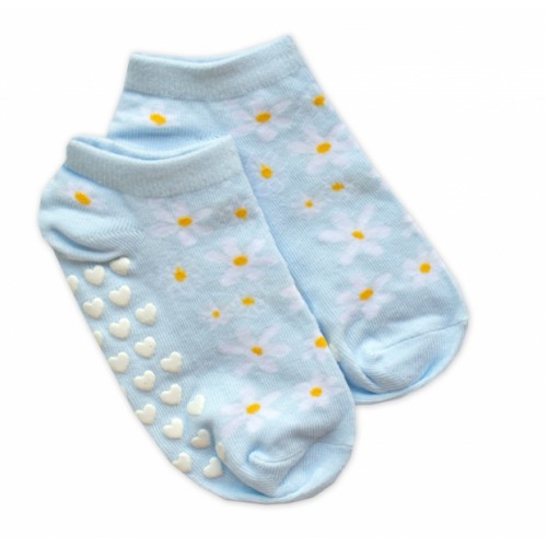 Detské ponožky s ABS Kvetinky, veľ. 27/30 - sv. modré