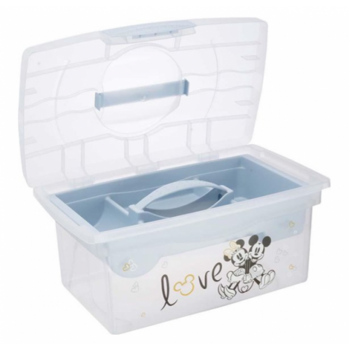 Prenosný box s organizérom Mickey Mouse Keeeper, transparentná/modrá