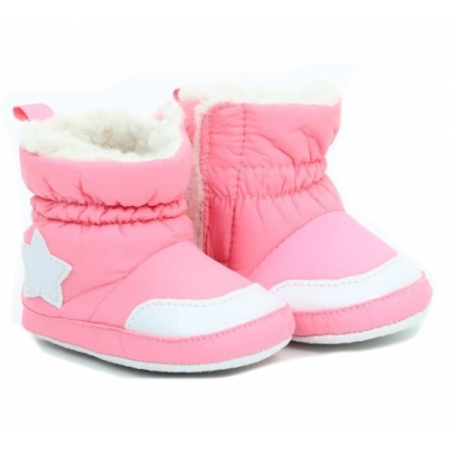 Zimné dojčenské capačky/topánočky s kožúškom Star YO ! - ružové