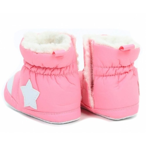 Zimné dojčenské capačky/topánočky s kožúškom Star YO ! - ružové