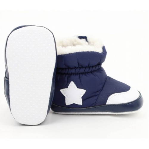 Zimné dojčenské capačky/topánočky s kožúškom Star YO ! - granátové