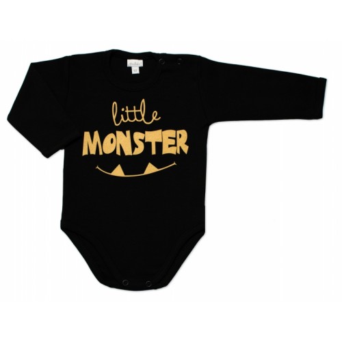 Dojčenské body dl. rukáv Little Monster G-baby bavlna, čierne, veľ. 68