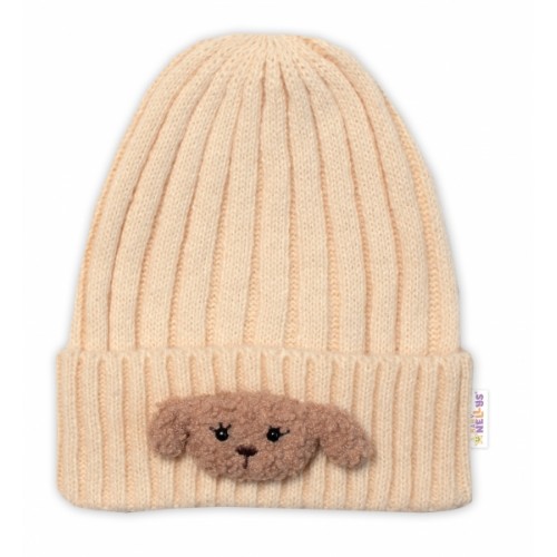 Detská zimná čiapka Bear Baby, Nellys - ecru, veľ. 48-54 cm