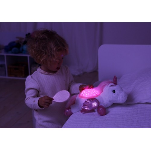 Nočná lampička s projekciou CLOUD B, Jednorožeč s krídlami - ružová/biela