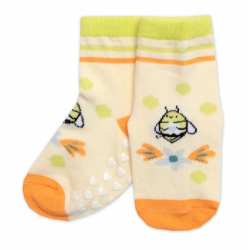 Detské ponožky s ABS Včielka - žlté