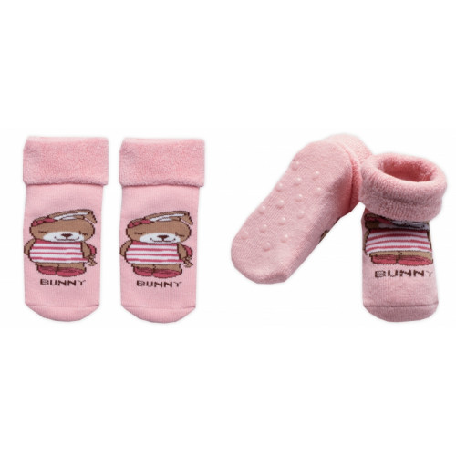Dojčenské froté ponožky s ABS Bunny, Baby Nellys, ružové, veľ. 68/74