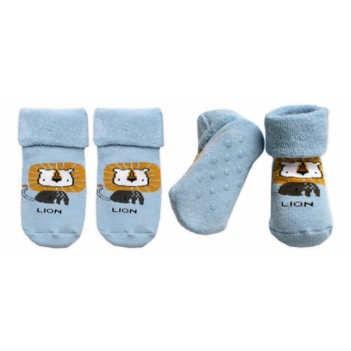 Dojčenské froté ponožky s ABS Lion, Baby Nellys, modré, veľ. 68/74