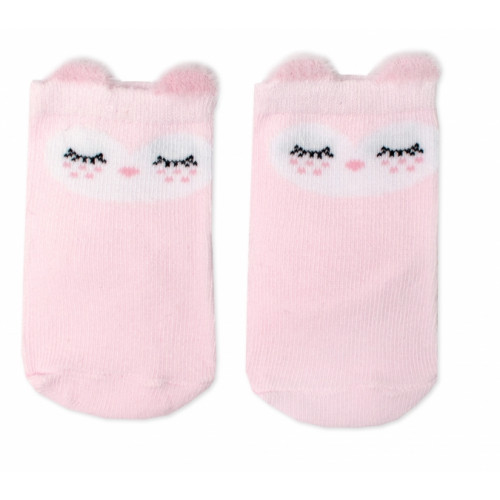 Dievčenské bavlnené ponožky Smajlík 3D - ružové  - 1 pár
