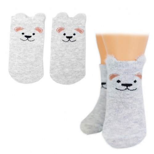 Chlapčenské bavlnené ponožky Psík 3D - sivé - 1 pár