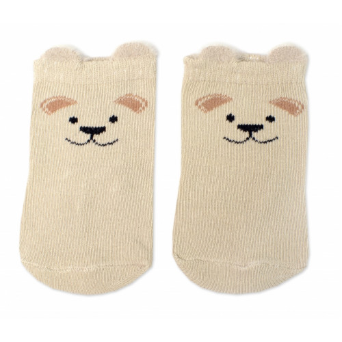 Chlapčenské bavlnené ponožky Psík 3D - bežové, veľ. 68/80 - 1 pár