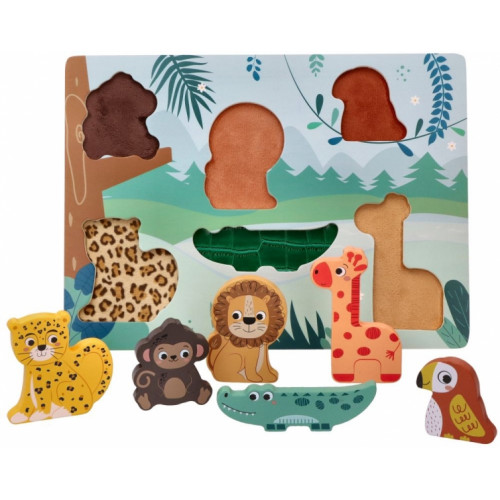 Drevené zábavné vkladacie puzzle Adam Toys, Safari 3D