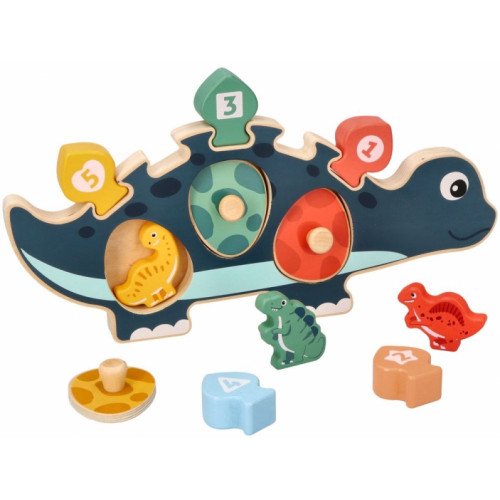 Edukačná hračka puzzle s číslami, Adam Toys , Dinosaurus mamička - modrý