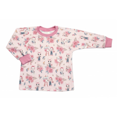 Detské pyžamo 2D sada, tričko + nohavice, Rabbit Painter, Mrofi, púdrovo ružová