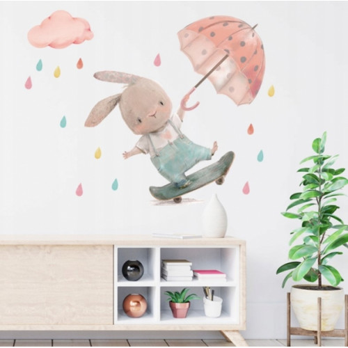 Dekorácia na stenu Tulimi - Zajačik s dáždnikom