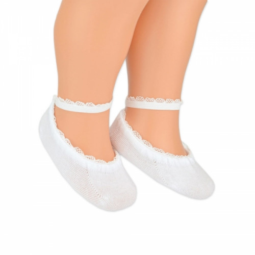 Dojčenské bavlnené ponožky s čipkou, biele