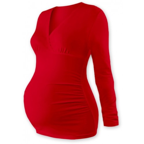 JOŽÁNEK Těhotenské triko/tunika dlouhý rukáv EWA barva: - červené