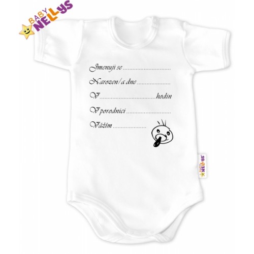 Baby Nellys Body Kr. rukáv Baby vel. 86, biele - Narodil / a som sa ...