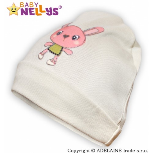 Bavlnená čiapočka Baby Nellys ® - béžová s zajačikov