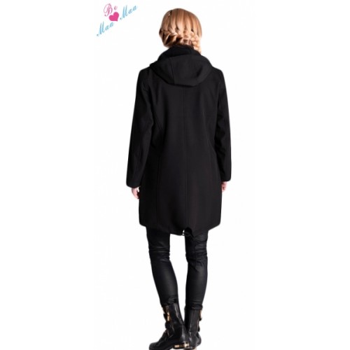Be MaaMaa Tehotenská softshellová bunda, kabátik - čierna