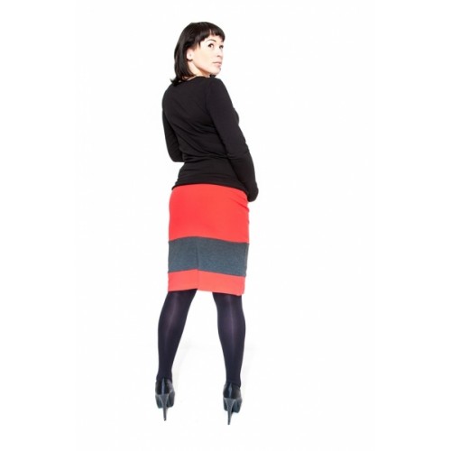 Tehotenská sukňa Be Maamaa - LORA červená / grafit