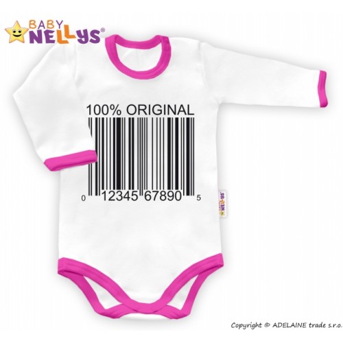 Baby Nellys Body dlhý rukáv 100% ORIGINÁL - bielo / ružový lem, veľ. 86