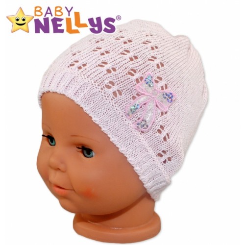 Háčkovaná čiapočka Mašle Baby Nellys ® - s flitry