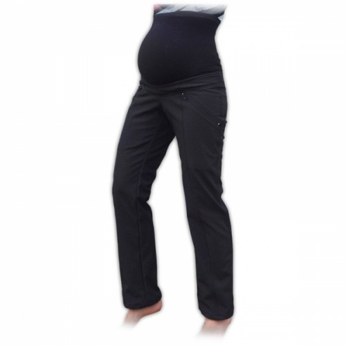JOŽÁNEK Športové tehotenské zateplené softshellové nohavice Sága - čierne