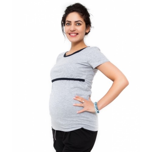 Be MaaMaa Tehotenské a dojčiace tričko - svetlo sivá
