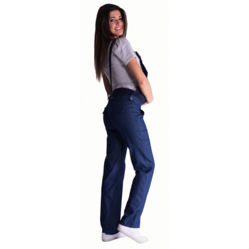 Be MaaMaa Tehotenské nohavice s trakmi - svetly jeans