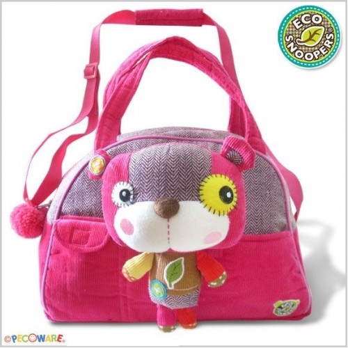 EcoSnoopers Štýlová detská taška Macko - růžový