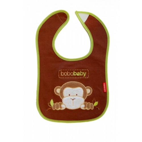 BOBO BABY Trojvrstvový bavlnený podbradník Opička - hnedý