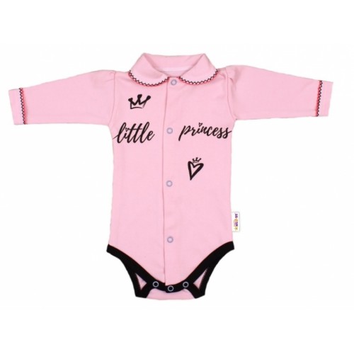 Baby Nellys Body dlhý rukáv s golierikom, veľ. 68, ružové - Little Princess