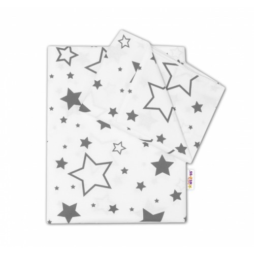 Baby Nellys 2-dielné s obliečkami - Sivé hviezdy a hviezdičky - biely