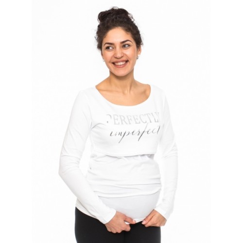 Be MaaMaa Tehotenské, dojčiace triko Perfektly - biele, veľ. M