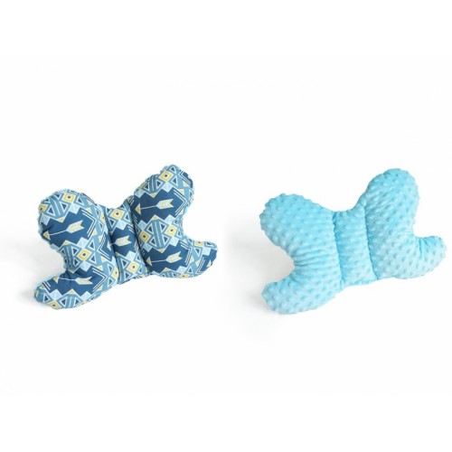 Baby Nellys Obojstranný vankúšik Motýlik - Ornamenty, minky modrá