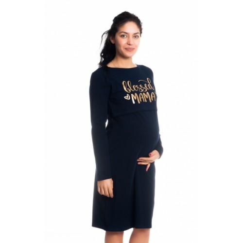 Be MaaMaa Tehotenská, dojčiaca nočná košeľa Blessed Mama - granátová, veľ. L/XL, B19